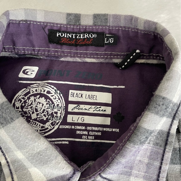 Men’s large flannel shirt, purple and black plaid. - Picture 5 of 7